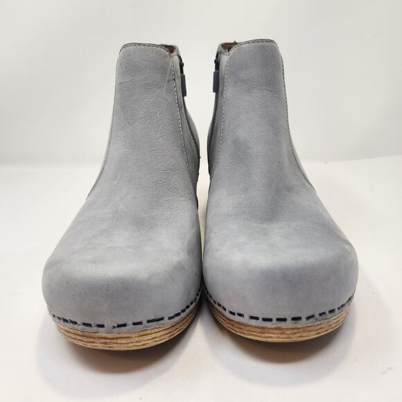 Dansko Maria Gray Nubuck Clog Ankle Boot Women Size 38 US 8.5 Zip Comfort Shoe - Picture 3 of 9
